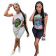 Printed hollow out sleeveless Shorts Set