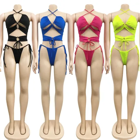 Sexy strap two piece suit