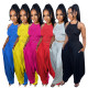 Sleeveless loose sexy wide leg pants two piece set
