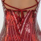 V-neck strap exposed backpack hip Sequin dress