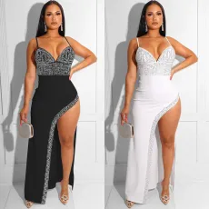 Hot drill sexy suspender dress