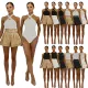 umpsuit wide leg shorts belt three piece set