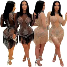 Hot diamond tassel fashion dress