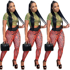 Two piece screen top and pants print set