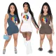 Printed Jumpsuit + shorts two piece set