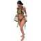Printed solid color Lapel swimsuit three piece set