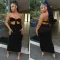 Chest wrapped sleeveless long skirt two-piece set