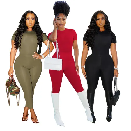 Round neck T-shirt solid casual suit