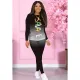 Letter T-shirt long sleeve two piece set
