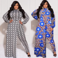 Printed large size fake two piece Jumpsuit