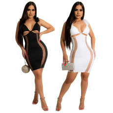 Shaggy suspender hot drill buttock wrap party dress