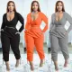 Large sexy V-neck pants casual two-piece set