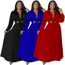 Bandage long sleeved jacket large skirt suit