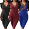 Sexy slim solid V-neck dress
