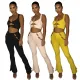 Vest hollowed out thread button pants two-piece set