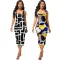 Printed sleeveless V-neck dress