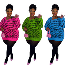 Large knitted letter hole long sweater