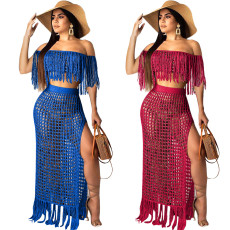 Fashion tassel perspective two piece set