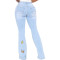 Slim fitting butterfly embroidered elastic flare pants