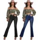 Slim fitting denim micro flare pants