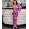 Three piece printed long sleeved trousers