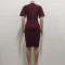 Fashionable solid color round neck dress