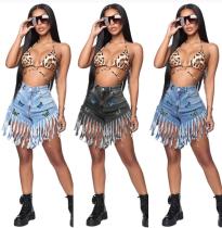 Tassel butterfly Embroidered Denim Shorts
