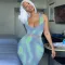 Tie dyed sexy U-neck vest skirt suit
