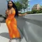Tie dyed sexy U-neck vest skirt suit