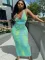 Tie dyed sexy U-neck vest skirt suit
