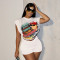 Printed T-shirt + shorts casual two-piece set