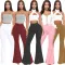 Slim elastic denim elastic waist flare pants
