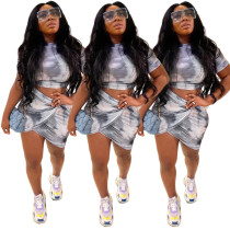 Tie dyed sexy split skirt two-piece set
