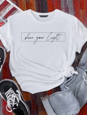 Large letter round neck T-shirt