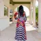 Printed chiffon sexy V-neck dress