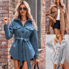 Foreign trade fashion lace up woolen jacket