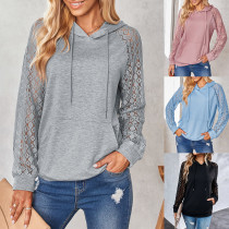 Fashionable lace patchwork Hoodie