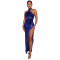 Neck hung sexy high split Sequin party dress