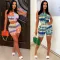Sexy tassel slim print two piece set