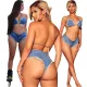 Washed bikini sexy denim suit