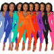 Solid color sports two piece set
