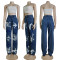 Versatile denim high waist blue washed pants jeans 4-color spot
