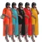 Summer short sleeved loose suit solid color long split short sleeved shorts suit