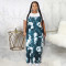 European and American large women's tie dyed printed short sleeved top suspender dress two-piece set