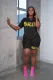 Gilded letter webbing short sleeved shorts sports suit