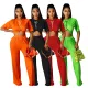 European and American women's wear solid color casual loose two-piece short sleeved pants