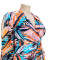 Fashion V-neck printed split pleated hollow sleeve dress