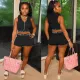 Sexy zipper letter casual two piece set