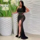 Sexy hot drill sling side opening slim dress