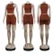 Sexy round neck sleeveless shorts two piece set